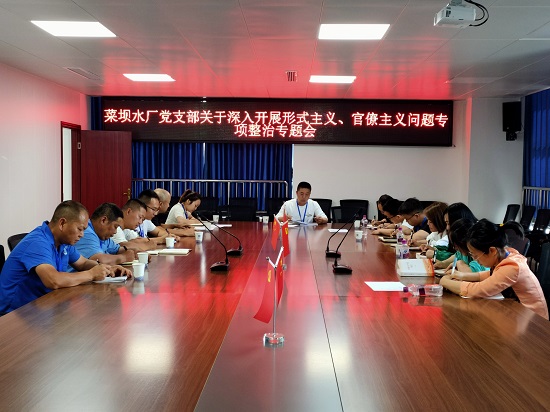菜壩水廠(chǎng)黨支部召開(kāi)關(guān)于深入開(kāi)展形式主義、官僚主義問(wèn)題專(zhuān)項整治專(zhuān)題會(huì )